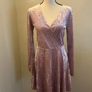 Forever 21 Pink Velvet Long Sleeve Dress